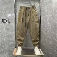[4XL  ]メンズ ファッション 服  オシャレ シンプル 大 かっこいい 大きいサイズ ストリート 紳士服 夏 綿 リネン 薄型 冷感 ドレープ カジュアル パンツ プリーツ キャロット