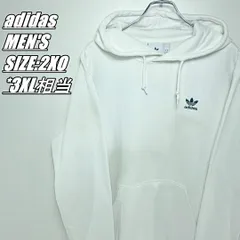 【US古着】adidas　プルオーバーパーカー　メンズ　サイズ表記2XO　3XL相当　トレイフォル刺繍　ホワイト