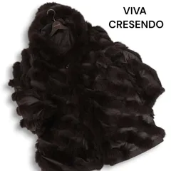 VIVA CRESENDO ビバクレシェンド シルク＆リアル フォックス ファー♪ 2WAY リバーシブル コート 毛皮 Sz.L~LL レディース