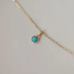 5189【天然石】ターコイズ　ネックレス　レディース　ゴールド　ブルー　SV925　つけっぱなし　金属アレルギー　海　K18コート