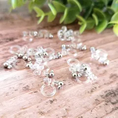 (金属アレルギー対応) 20個！ 樹脂製 ノンホールイヤリング シルバー 樹脂+ステンレス カン付き 銀色部分も サージカルステンレス です