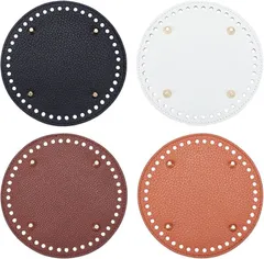 PH PandaHall 4枚セット バッグ底板 バッグボトム 大 ラウンドの底 4色 手芸 レザークラフト 底釘付き バック作り DIY 手芸用トート 手作り素材 財布 ハンドメイド 直径約15cm 穴径5mm