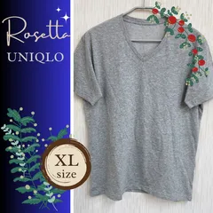 美品 サラリと着てもカッコいい 無地 Vネック♪男女兼用 春夏秋冬 UNIQLO グレー XL(メンズ) 半袖 Tシャツ