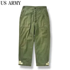 【希少】 60s アメリカ軍 US ARMY 米軍 コットンサテン ベイカーパンツ ユーティリティ トラウザーズ ファティーグパンツ ミリタリー ワーク アメカジ オリーブグリーン メンズ