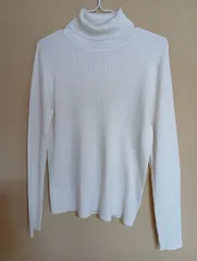 リブタートルネックニットセーター／Sサイズ／ホワイト