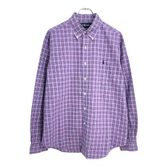 RALPH LAUREN ラルフローレン ボタンダウン 長袖シャツ チェック パープル(メンズ L)中古 古着 U8516