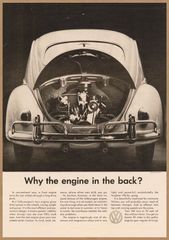 フォルクスワーゲン タイプ1 モノクロ レトロミニポスター B5サイズ 複製広告 ◆ エンジン アップ VW Volkswagen ビートル USAD5-528