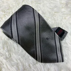 バーバリーブラックレーベル ネクタイ ストライプ シルク 100％ シルバー ★お値段交渉を受け付けます。