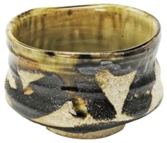 茶碗□飴釉「春永」織部焼き 古い抹茶碗 お茶道具 古美術 時代物