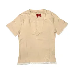 PINK HOUSE ピンクハウス タグ付き ヘンリーネック レイヤード風 半袖Tシャツ L/ベージュ