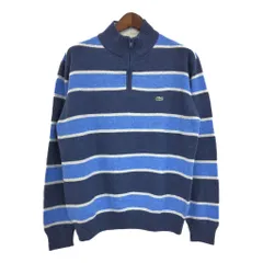 LACOSTE ラコステ ハーフジップ ボーダーセーター ネイビー(メンズ 6)中古 古着 U3651