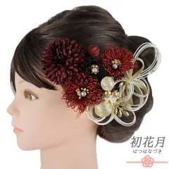 髪飾り 成人式 水引 赤 ゴールド 振袖 袴 花 白 組紐 玉飾り リーフ ビーズ 小さい 8点セット 着物 和装 かんざし Uピン 大人 No.9-5563