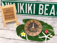 時計 木製 壁掛け 可愛い ハワイアン オシャレ ギフト 母の日 敬老の日 プレゼント 子供 出産祝い 結婚祝い 誕生日 ギフト レーザー彫刻
