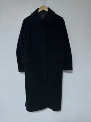 WXYZ　ヨウジヤマモト　フレア　Aライン ノーカラー　ファー　金ボタン　ブルー WXYZヨウジヤマモトフレアAライン ノーカラーファー金ボタンブルー