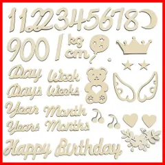 【早発送】SKC 木製 レターバナー 40枚セット 月齢フォトグッズ ニューボーンフォト ウッドレター 月齢カード マンスリーカード 記念日フォト 撮影道具 記念写真 出産祝い 成長記録 プレゼント 誕生日