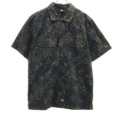 Dickies ディッキーズ 総柄 半袖 ワークシャツ M ブラック系 メンズ 古着