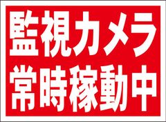 かんたん看板Ｓサイズ「監視カメラ常時稼動中」【駐車場】屋外可