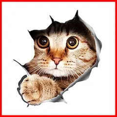 【即日発送】はがせる 飛び出す 車 だまし絵 バイク トリックアート 壁 凹み インテリアシール キズ隠し ウォールステッカー かわいい カッティングステッカー インパクト 3D感のカーステッカー (CAT①覗猫) origin 3DCAT1316