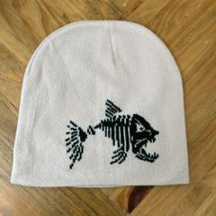 ニット帽　メンズ　魚　ベージュ　トライバル　秋　冬　あったかい　蒸れ防止　サイバーパンク　ビーニー　ユニセックス　魚