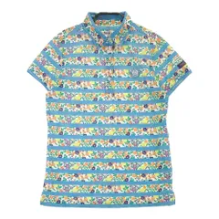 サイズ：1 JACK BUNNY ジャックバニー  半袖ポロシャツ ボタンダウン ボーダー 花柄 ブルー系 [240101375841]# ゴルフウェア レディース ストスト