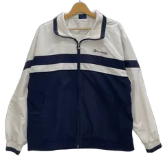 Champion/チャンピオン ナイロンジャケット トラックジャケット ライトアウター ワンポイント刺繡 オーバーサイズ ビッグシルエット メンズ M　ホワイト/ネイビー