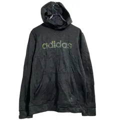 adidas プリントジャージ パーカー M ブラック系 アディダス スポーツ プルオーバー 裏起毛 古着卸 アメリカ仕入 a703-5446