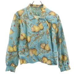 アクアスキュータム 総柄 梨 長袖 ブラウス ブルー系 Aquascutum シャツ レディース 古着 【231028】