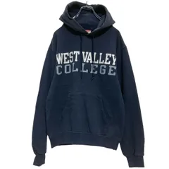 Champion プリントスウェット パーカー S ネイビー チャンピオン カレッジ 裏起毛 プルオーバー 古着卸 アメリカ仕入 a608-6946