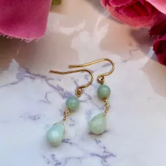 1503 癒しを与える✨️ 淡水パール アマゾナイトピアス ハンドメイド