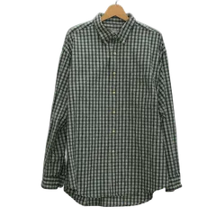 Eddie  Bauer/エディーバウアー チェックシャツ チェック柄 太アーム 長袖 ボタンダウン シャツ オーバーサイズ インドネシア製 メンズ XL グリーン