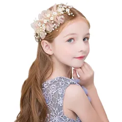 【新着商品】ヘアアクセサリー 発表会 ヘッドドレス 結婚式 ウエディング カチューシャ 入学式 小花モチーフ パール 卒業式 髪飾りリーフ 子供