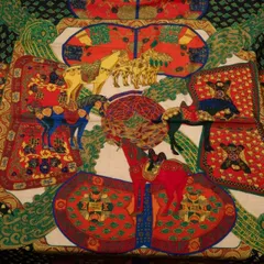 中古 エルメス 大判ストール 130X130 カシミヤ65％ シルク35％ 馬柄 ABランク 赤 オレンジ 緑 Hermès 【送料無料】【西神店】