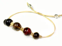 編み込み ブレスレット レッドタイガーアイ スモーキー メンズ パワーストーン 天然石(ベージュ)