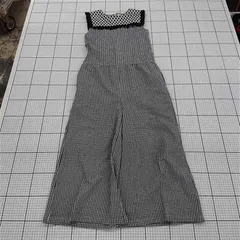 ◇ ⊂ merry jenny メリージェニー チェック柄 ノースリーブ オールインワン サイズF ブラック ホワイト レディース. E  【1509100072553】