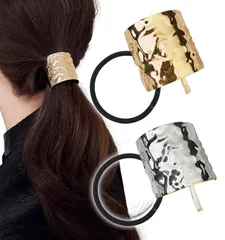 [Herbeluemily] ポニーフック 髪飾り メタル ヘアゴム ヘアタイ ヘアカフ バレッタ ヘアクリップ 髪留め ゴールド＋シルバー [ゴールド＋シルバー]