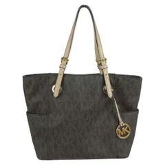 Michael Kors マイケルコース I-1306 MKチャーム付 モノグラム レザー ハンド トート バッグ 中国製 ブラウン系【中古】