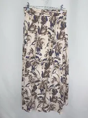 ◇ Andemiu アンデミュウ 花柄 ロング丈 フレア スカート サイズF アイボリー ネイビー レディース E  【1408060007608】