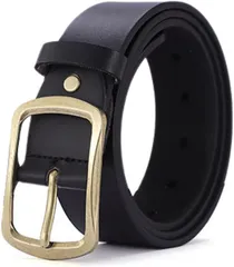 MO FACTORY メンズベルト 大きいサイズ 調整可能 120cm ビジネス M～XXL スーツ カジュアル 作業用 カジュアルベルト(ゴールドバックル/黒色ベルト)