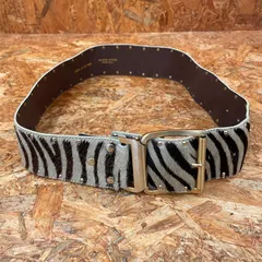 イタリア製 COMME CA DU MODE ハラコ ゼブラ柄ベルト レディース コムサデモード Ladies ヴィンテージ ユーズド USED ビンテージ vintage 古着 MADE IN ITALYのサムネイル