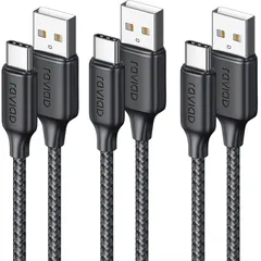 【在庫処分】急速充電 QuickCharge3.0対応 3A USB2.0規格 USB-A ケーブル to ケーブル【2m/3本セット】タイプc USB-C コード C 高耐久ナイロン編み Type iPhone 16/15ProMAXiPad USB Pro