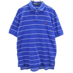 ポロバイラルフローレン ボーダー柄 半袖 ポロシャツ M ブルー Polo by Ralph Lauren メンズ 古着 【240405】 メール便可