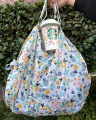 新品　未使用　エコバッグ　折りたたみ　 コンパクト　一気に畳める 肩掛け コンビニ スーパ 買い物ショッピング 大容量サイズ　ファスナータイプ　可愛い
