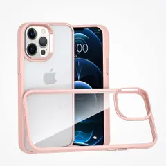 MuZiF iPhone 14 Pro Max 用 ケース クリア 薄型軽量 耐衝撃構造 全面保護 黄変防止 擦り傷防止 透明 PC 背面クリア アイフォン14 Pro Max 用 カバー クリアケース（iPhone 14 Pro Maxピンク）
