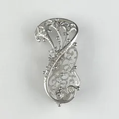 K18 WG 真珠 0.05ct ダイヤ ブローチ 兼 ペンダントヘッドkaojewelry