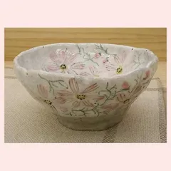 瀬戸焼　亜福窯　花の詩（秋桜）　預け鉢　40981　◎2個目～大幅値引き対象商品　※陶器,民芸品,工芸品,可愛い,かわいい,高級感,手作り調,和食器,日本食,素朴,ギフト,レトロ,モダン,花柄,フラワー,シリーズ,ボウル