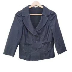 美品☆トゥービーシック パイピングノーカラージャケット 42 XL ベージュ 美品☆トゥービーシック パイピングノーカラージャケット 42 XL