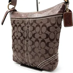 ✨良品✨ COACH コーチ ショルダーバッグ トートバッグ バケツ型 シグネチャー 総柄 ゴールド金具 チャーム キャンバス レザー ブラウン 茶色
