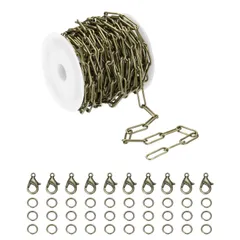 uxcell 10ft ブ ラウンメッキチェーン ステンレススチール ペーパークリップ ネックレス チェーン バルク ジャンプリング ロブスターク ラスプ ジュ エリーメイキング DIY クラフト