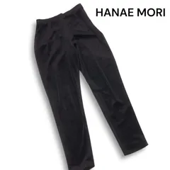HANAE MORI ハナエモリ 秋冬 ベロア★ タック テーパード パンツ Sz.63-90 レディース 黒
