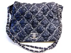 極美品】シャネルCHANEL ダークブルー キルティングバッグ 楽天市場